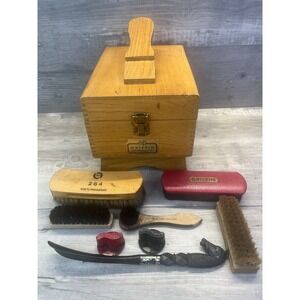 Griffin Shinemaster Vintage Wooden Shoes Shine Box Oak Vtg Wood